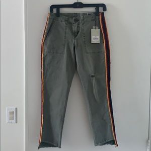 Pam & Gela green khaki pants with side striping